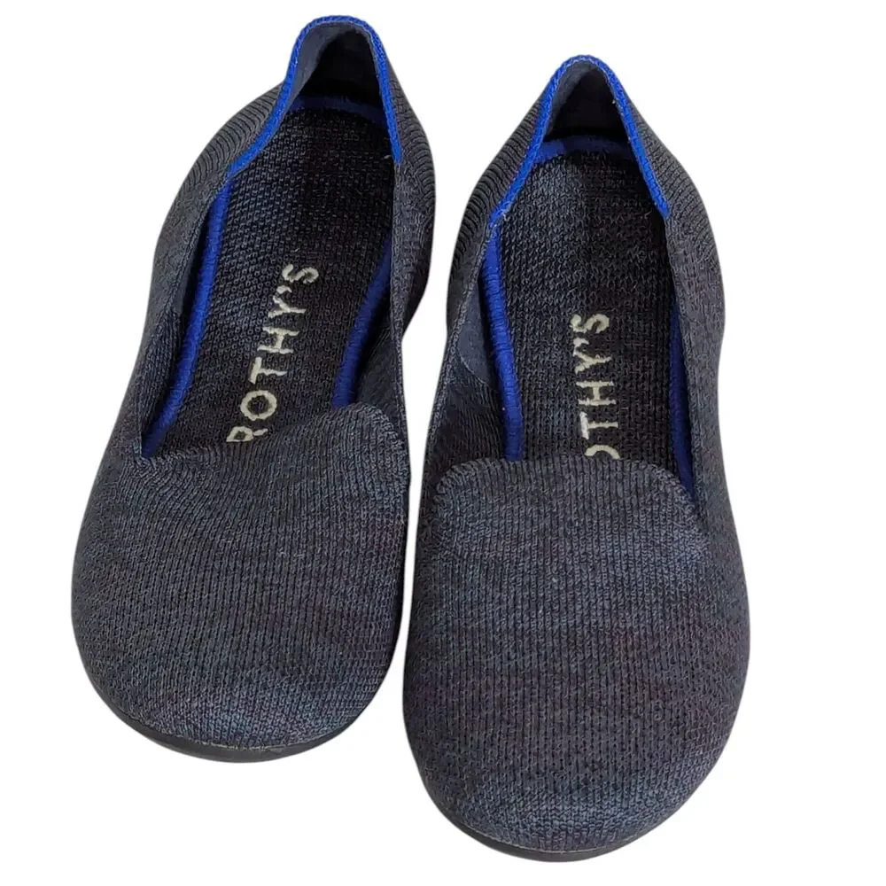 EUC RARE Retired Rothy's The Loafer US 6 Navy Heather Blue Luxury Ballet Flat